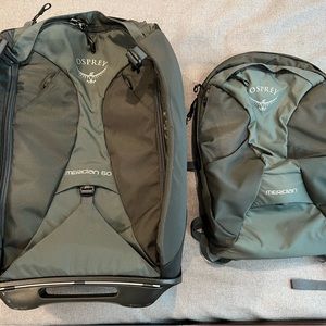 Osprey Meridian 60 L/22" Wheeled Luggage/convertible backpack with day bag